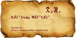 Kálnay Máté névjegykártya